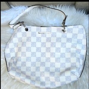 Steve Madden Donna White Gray Logo Purse With Inside Pouch